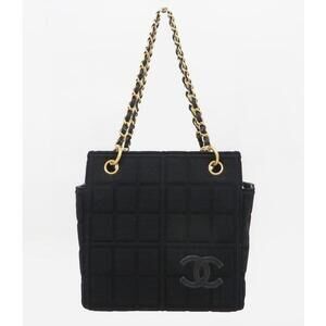 CHANEL jersey leather Chocobar chain tote bag